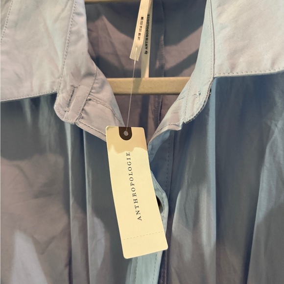 Anthropologie Light Blue Long Sleeve Dress with Black Belt - Picture 2 of 2